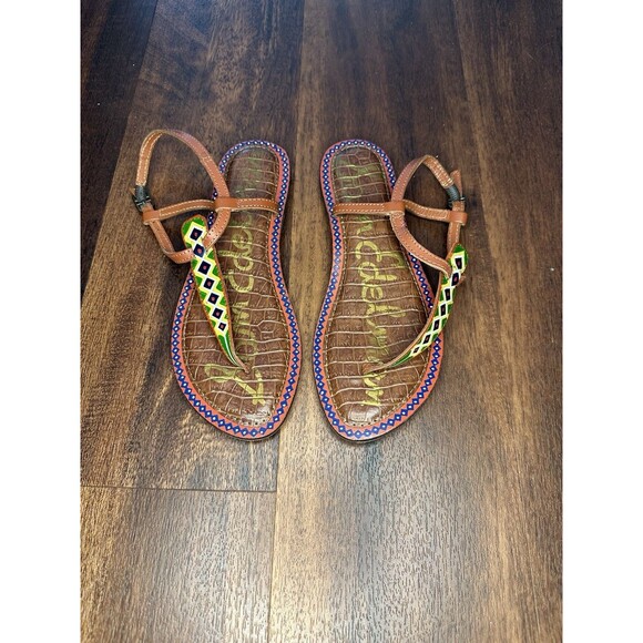 Sam Edelman "Gigi" Thong Sandals Multicolor Boho Size 6 EUC!! - Picture 2 of 4